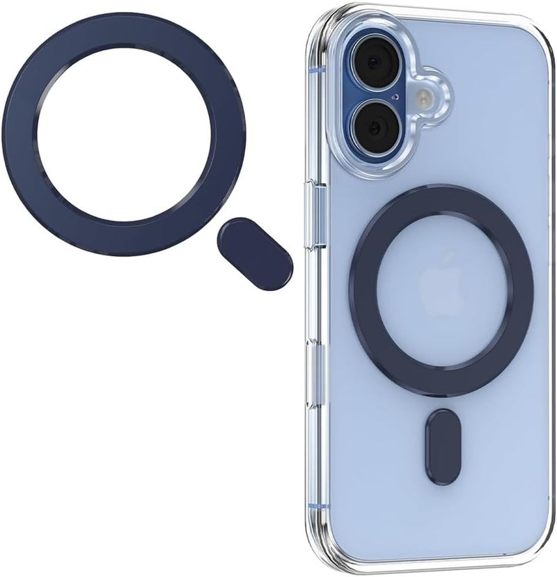 ملصق حلقات معدنية عالمية متوافق مع Magsafe لجهاز iPhone 15 Pro Max، 15 Pro، 15/14/13/12 سلسلة، Samsung Galaxy، Google Pixel سلسلة (حلقة مغناطيسية زرقاء داكنة 1PCS)